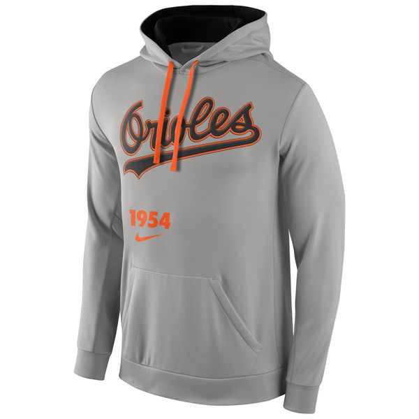 Men Baltimore Orioles Nike Cooperstown Performance Pullover Hoodie Gray